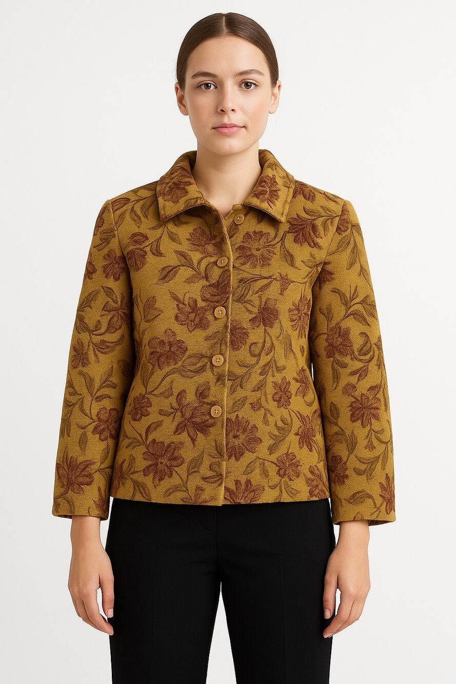 Vintage Robyne Faure Floral Tapestry Jacket 90s Boho fall brown Medium